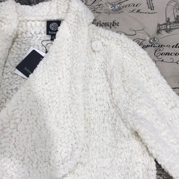 Bobeau Boucle Popcorn Draped Button Cardigan - Picture 7 of 9